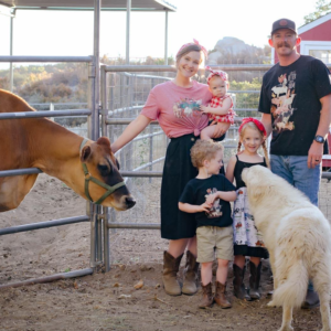 family farm cow dog